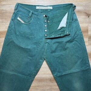 Diesel Jeans Men 38x34 Green Saddle Loose Tapered Leg Baggy Italy Unique Tag 40